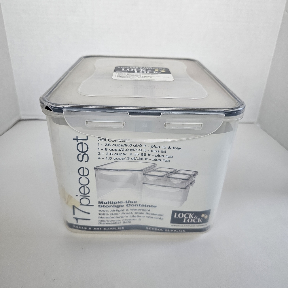 Lock & Lock Set Of 17 Multi-Use Nesting Storage Containers & Lids Vintage NOS - Picture 3 of 14